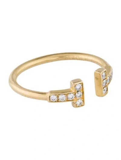 Pre-owned Tiffany & Co 18k Diamond T Wire Ring In Multi