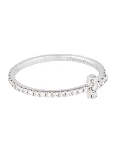 Pre-owned Tiffany & Co 18k Diamond T Wire Ring In Multi