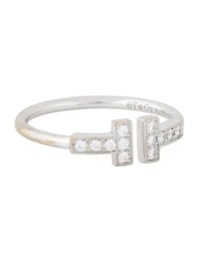 Pre-owned Tiffany & Co 18k Diamond T Wire Ring In Multi
