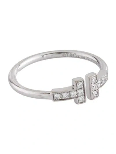 Pre-owned Tiffany & Co 18k Diamond T Wire Ring In Multicolor