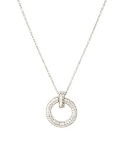 Pre-owned Tiffany & Co 18k Diamond T1 Circle Pendant Necklace, 18" In Multi
