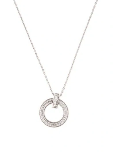 Pre-owned Tiffany & Co 18k Diamond T1 Narrow Circle Pendant Necklace, 18" In Multi