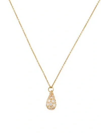 Pre-owned Tiffany & Co 18k Diamond Teardrop Pendant Necklace, 16.25" In Multi
