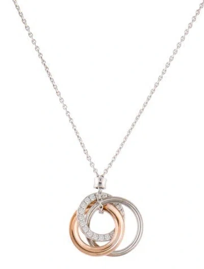 Pre-owned Tiffany & Co 18k Diamond Triple Interlocking Circles Pendant Necklace, 16" In Multi