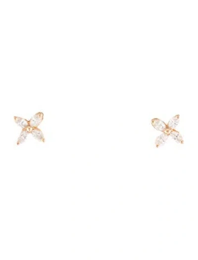 Pre-owned Tiffany & Co 18k Diamond Victoria Mini Stud Earrings In Multi