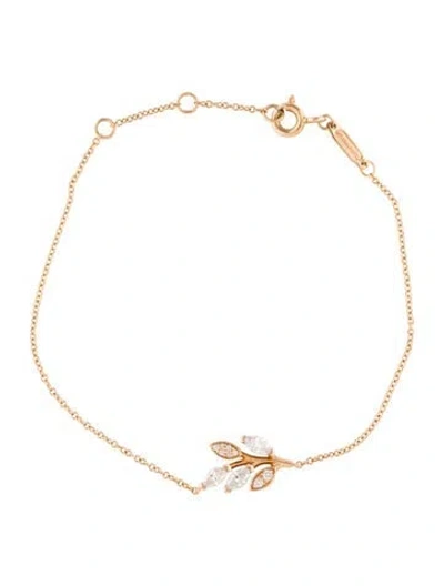 Pre-owned Tiffany & Co 18k Diamond Victoria Vine Bracelet, 7" In Multi