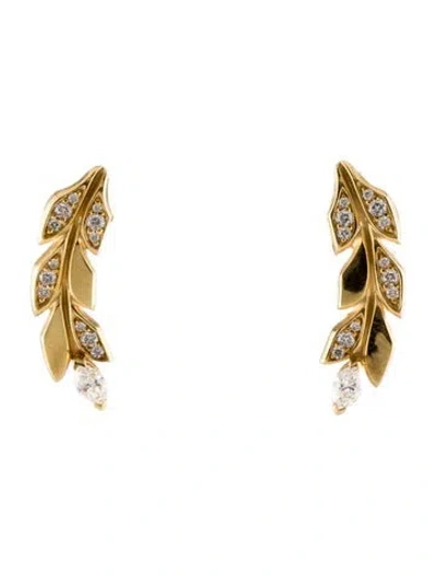 Pre-owned Tiffany & Co 18k Diamond Victoria Vine Climber Earrings In Multi