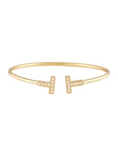 Pre-owned Tiffany & Co 18k Diamond Wire Bracelet, 6.5" In Multi