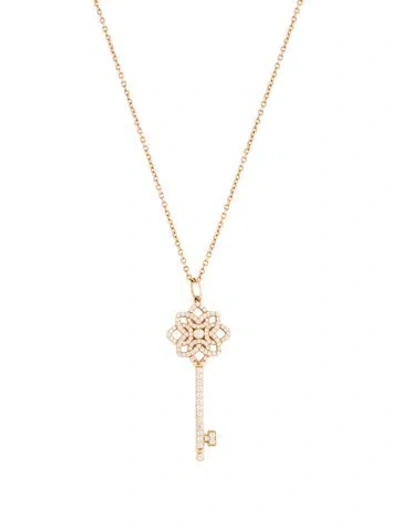 Pre-owned Tiffany & Co 18k Diamond Woven Key Pendant Necklace, 24" In Multi