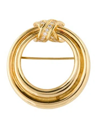 Pre-owned Tiffany & Co 18k Diamond X Open Circle Pin Brooch In Multi