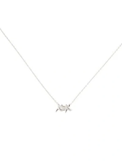 Pre-owned Tiffany & Co 18k Diamond 'xox' Pendant Necklace, 14" In Multi