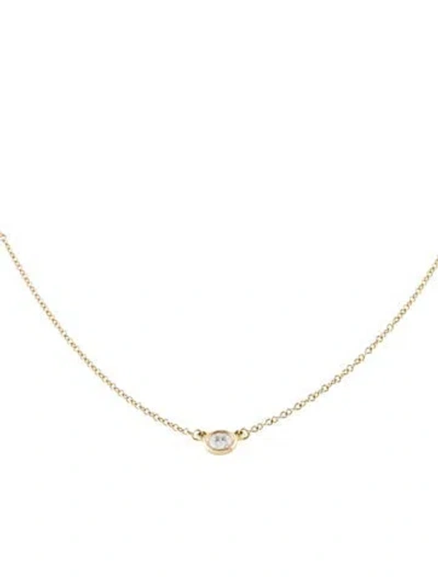 Pre-owned Tiffany & Co 18k Diamonds By The Yard Single Pendant Necklace, 15" In Multi