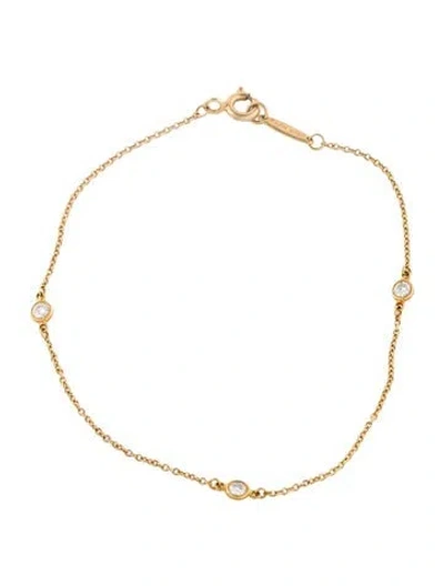 Pre-owned Tiffany & Co 18k Diamonds By The Yard Station Bracelet, 7" In Multi