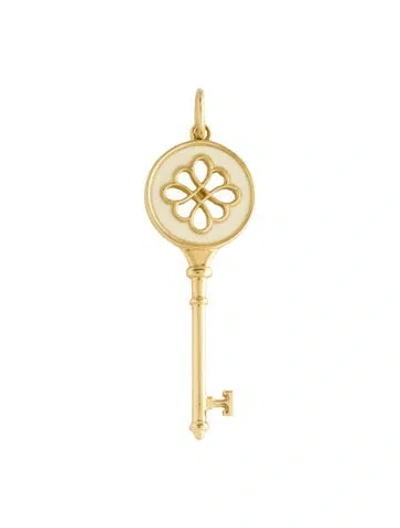 Pre-owned Tiffany & Co 18k Enamel Knot Key Pendant In White
