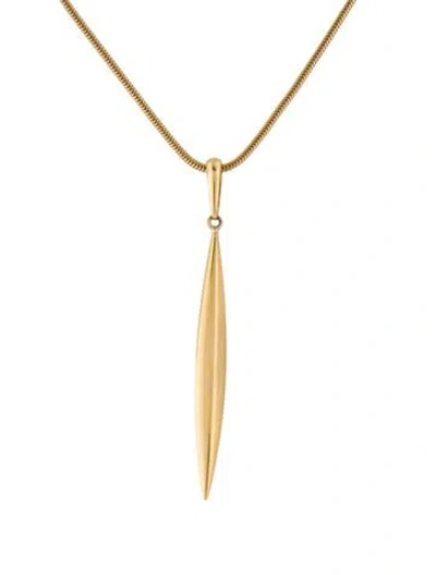 Pre-owned Tiffany & Co 18k Feather Pendant Necklace, 19" In Multi