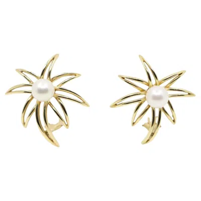 Pre-owned Tiffany & Co . 18k Gold & Pearl Firework Earrings In Multiple