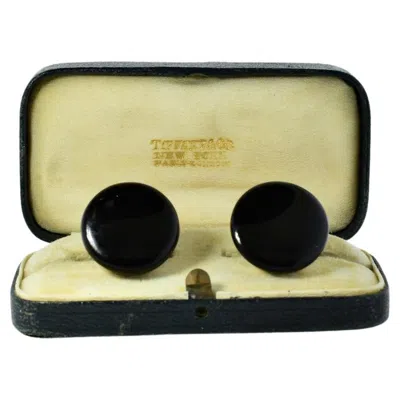 Pre-owned Tiffany & Co . 18k Gold Antique Cufflinks With Large Black Onyx Disks