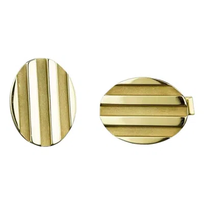 Pre-owned Tiffany & Co . 18k Gold Atlas Groove Oval Cufflinks Cuff Links In Multi