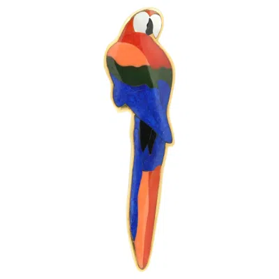 Pre-owned Tiffany & Co 18k Gold Multi-stone Inlay Parrot Brooch 18k Gold Bird Pin In Multiple