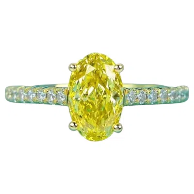 Pre-owned Tiffany & Co . 18k Gold Novo Fancy Vivid Yellow Oval Diamond Engagement Ring