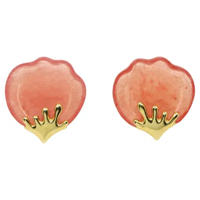 Pre-owned Tiffany & Co . 18k Gold Pink Quartz Tulip Earrings