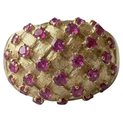 Pre-owned Tiffany & Co . 18k Gold Ruby Oversized Dome Weave Cluster Ring In Multiple
