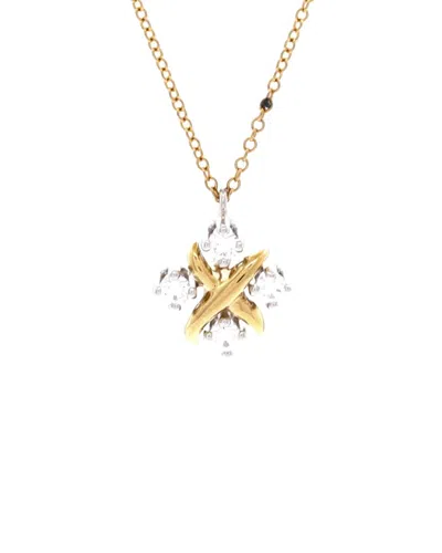 Tiffany & Co 18k Gold Schlumberger Lynn Pendant Necklace 18k Yellow Gold And  Platinum With Diamonds In Silver