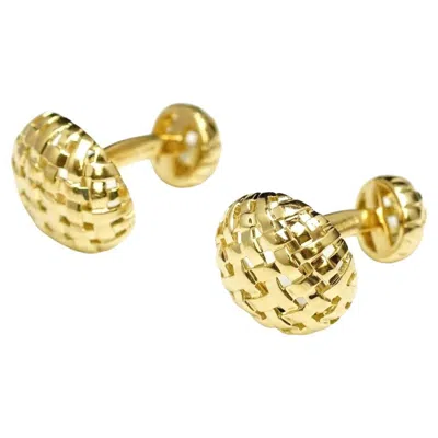 Pre-owned Tiffany & Co . 18k Gold Vannerie Cuff Links Cufflinks In Multi