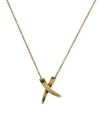 Pre-owned Tiffany & Co 18k Graffiti X Pendant Necklace, 16" In Multi