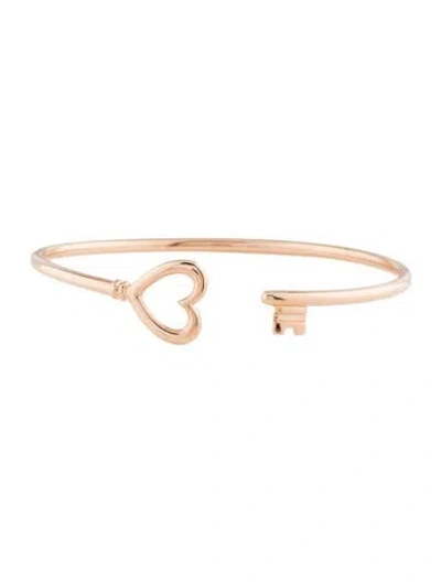 Pre-owned Tiffany & Co 18k Heart & Key Wire Bracelet, 5.5" In Multi