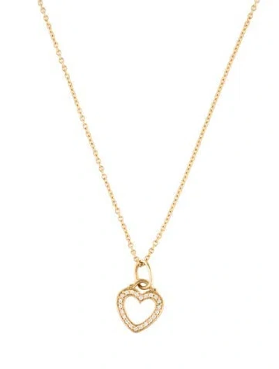 Pre-owned Tiffany & Co 18k Heart Diamond Pendant Necklace, 18" In Multi