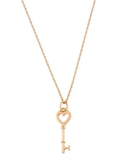 Pre-owned Tiffany & Co 18k Heart Key Pendant With 14k Unbranded Chain Necklace, 20" In Multi
