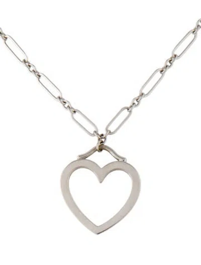 Pre-owned Tiffany & Co 18k Heart Pendant Necklace, 18" In Multi