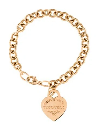 Pre-owned Tiffany & Co 18k Heart Tag Bracelet, 6.75" In Multi