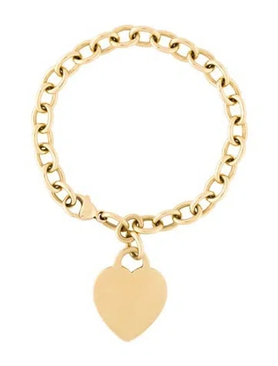Pre-owned Tiffany & Co 18k Heart Tag Charm Bracelet, 6" In Multi