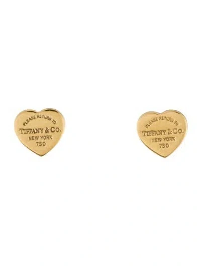 Pre-owned Tiffany & Co 18k Heart Tag Stud Earrings In Multi