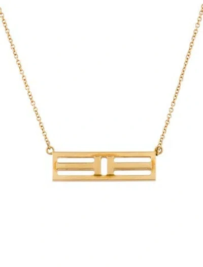 Pre-owned Tiffany & Co 18k Horizontal Open T Bar Pendant Necklace, 18" In Multi