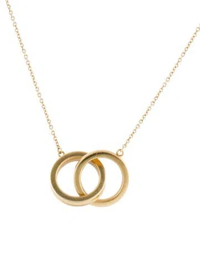 Pre-owned Tiffany & Co 18k Interlocking Circles Pendant Necklace, 16" In Multi