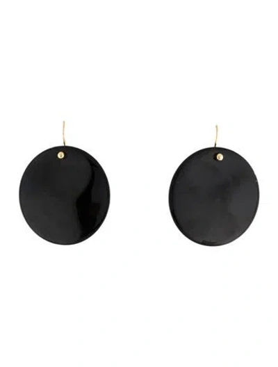 Pre-owned Tiffany & Co 18k Lacquered Wood Round Earrings In Black