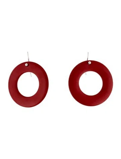 Pre-owned Tiffany & Co 18k Lacquered Wood Sevillana Earrings In Red