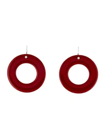 Pre-owned Tiffany & Co 18k Lacquered Wood Sevillana Earrings In Red