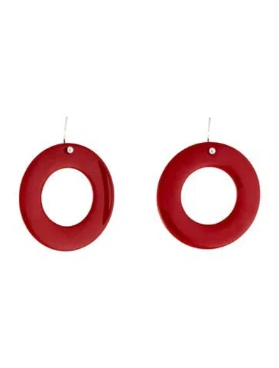 Pre-owned Tiffany & Co 18k Lacquered Wood Sevillana Earrings In Red