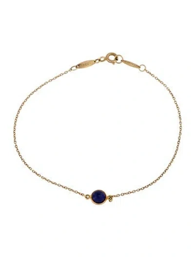 Pre-owned Tiffany & Co 18k Lapis Lazuli Color By The Yard Bracelet, 7.5" In Multi