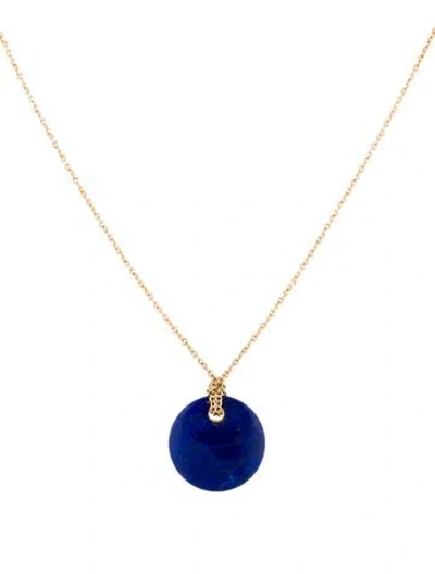 Pre-owned Tiffany & Co 18k Lapis Lazuli Pendant Necklace, 15.75" In Blue