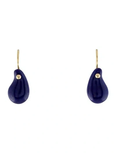 Pre-owned Tiffany & Co 18k Lapis Lazuli Teardrop Earrings In Multi