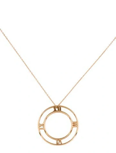 Pre-owned Tiffany & Co 18k Large Atlas Round Pendant Necklace, 17.5" In Multi