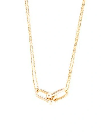 Pre-owned Tiffany & Co 18k Large Hardwear Double Link Pendant Necklace, 18" In Multi