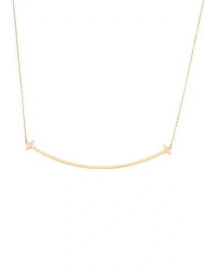 Pre-owned Tiffany & Co 18k Large T Smile Pendant Necklace, 18" In Multi
