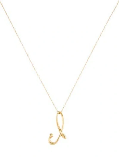 Pre-owned Tiffany & Co 18k Letter 'j' Pendant Necklace, 16" In Multi