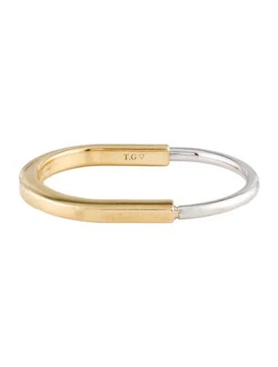 Pre-owned Tiffany & Co 18k Lock Bangle Bracelet, 6.25" In Multi